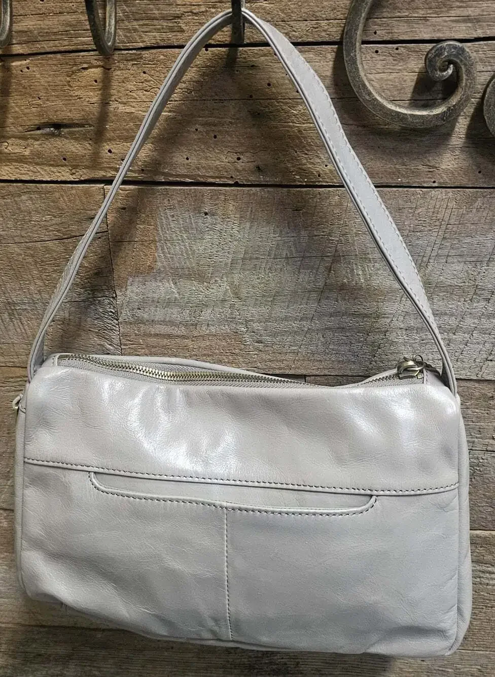 HOBO International Kole Leather Shoulder Bag-Driftwood Gray Minimalist NWOT